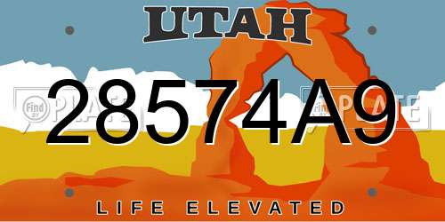 28574A9 Utah License Plate