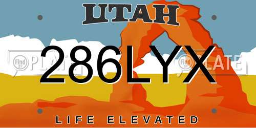 286LYX Utah License Plate