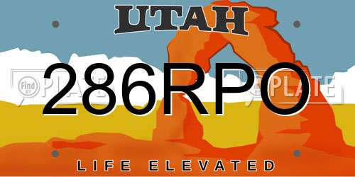 286RPO Utah License Plate