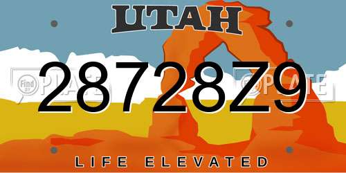28728Z9 Utah License Plate