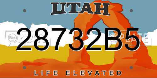 28732B5 Utah License Plate