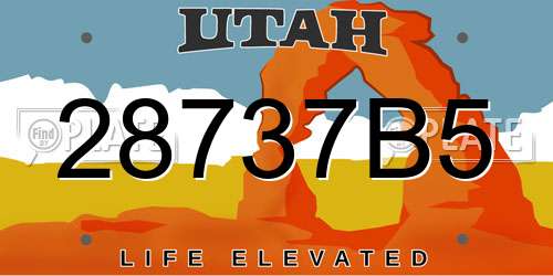 28737B5 Utah License Plate