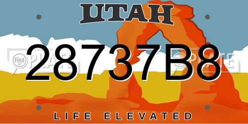 28737B8 Utah License Plate