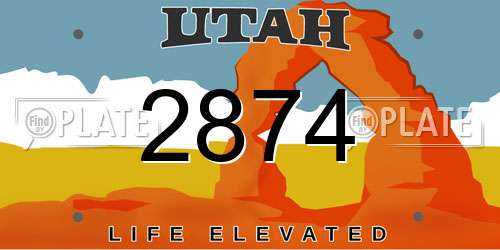 2874 Utah License Plate