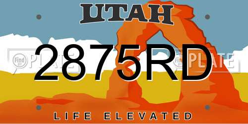 2875RD Utah License Plate