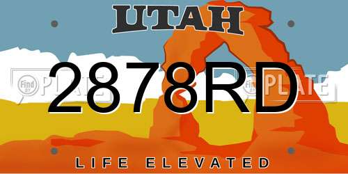 2878RD Utah License Plate