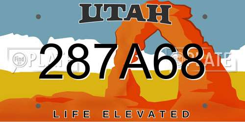 287A68 Utah License Plate