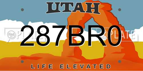 287BR0 Utah License Plate