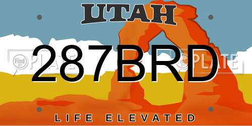 287BRD Utah License Plate