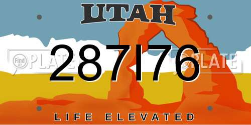 287I76 Utah License Plate