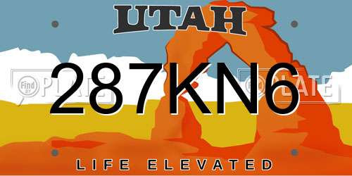 287KN6 Utah License Plate