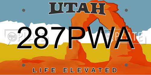 287PWA Utah License Plate