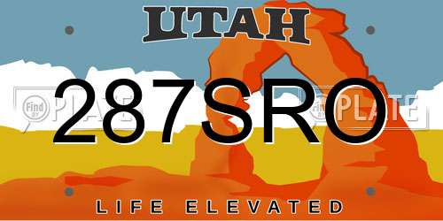 287SRO Utah License Plate