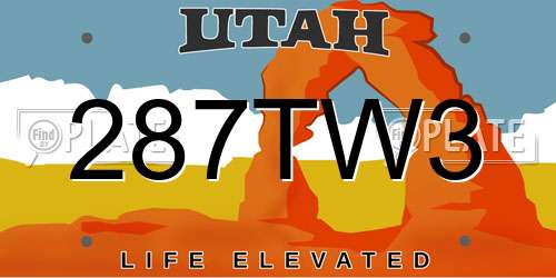287TW3 Utah License Plate