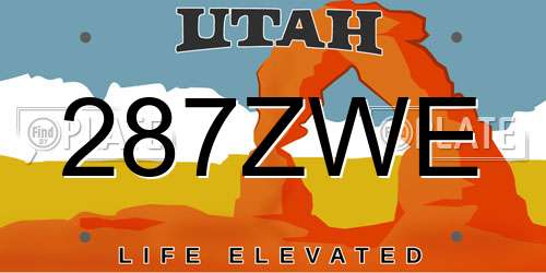 287ZWE Utah License Plate