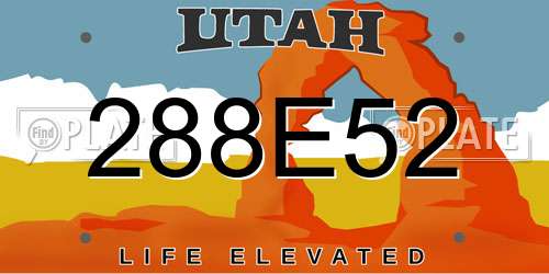 288E52 Utah License Plate