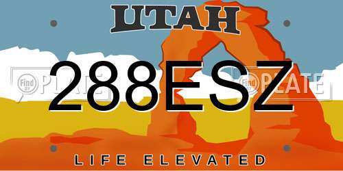 288ESZ Utah License Plate