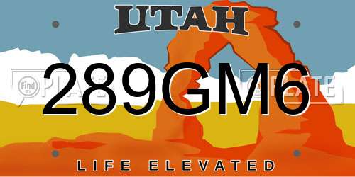 289GM6 Utah License Plate
