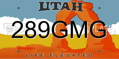 289GMG Utah License Plate