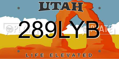 289LYB Utah License Plate