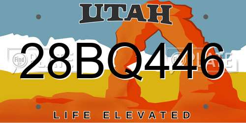 28BQ446 Utah License Plate
