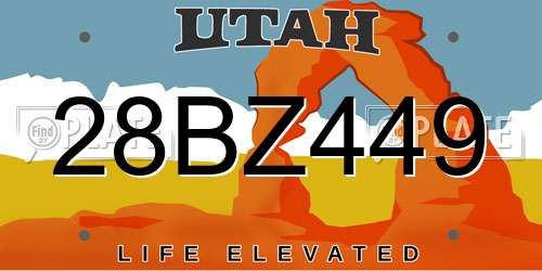 28BZ449 Utah License Plate