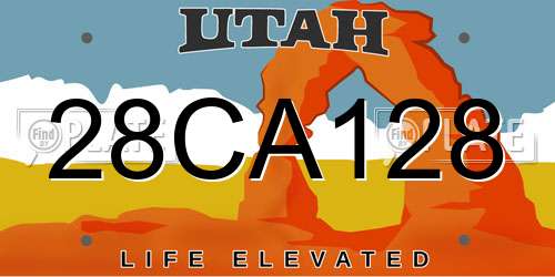28CA128 Utah License Plate
