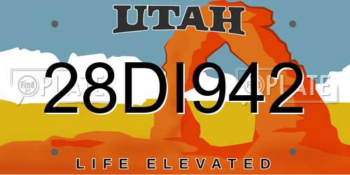 28DI942 Utah License Plate
