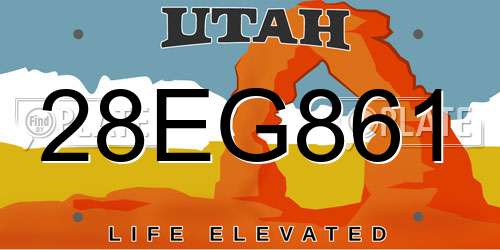 28EG861 Utah License Plate