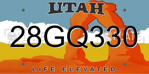 28GQ330 Utah License Plate