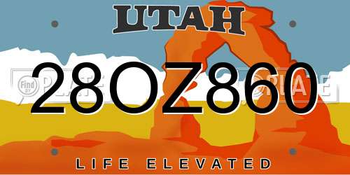 28OZ860 Utah License Plate