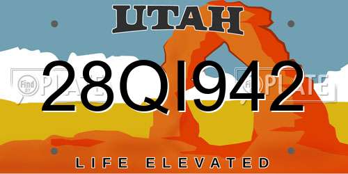 28QI942 Utah License Plate