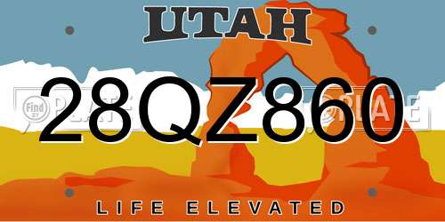 28QZ860 Utah License Plate