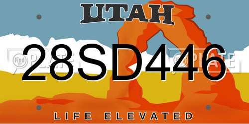 28SD446 Utah License Plate