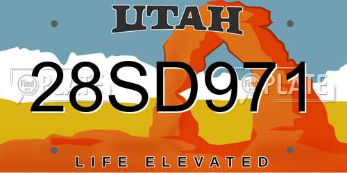 28SD971 Utah License Plate