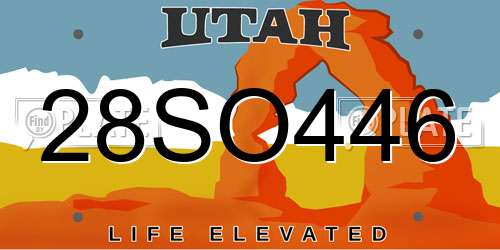 28SO446 Utah License Plate