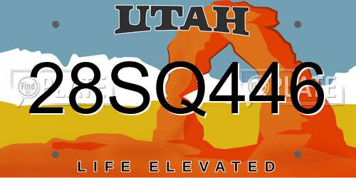 28SQ446 Utah License Plate
