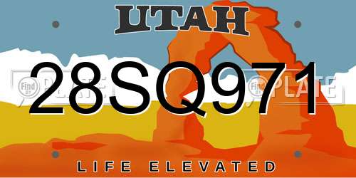 28SQ971 Utah License Plate
