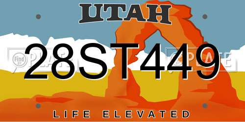 28ST449 Utah License Plate