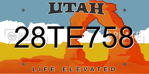 28TE758 Utah License Plate