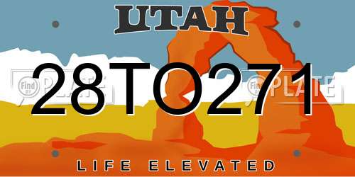 28TO271 Utah License Plate