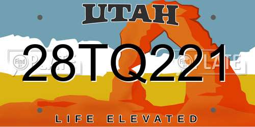28TQ221 Utah License Plate