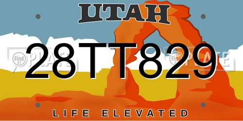 28TT829 Utah License Plate