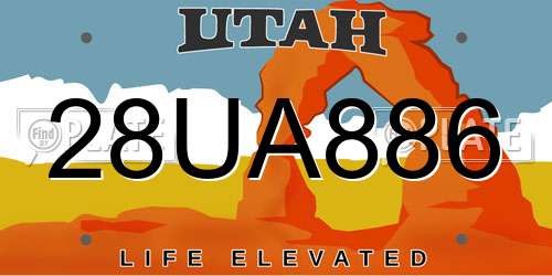 28UA886 Utah License Plate