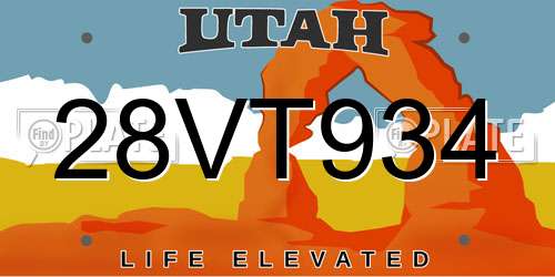 28VT934 Utah License Plate