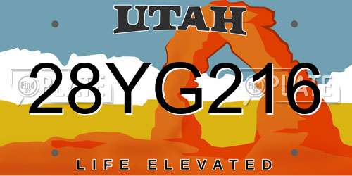 28YG216 Utah License Plate