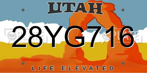 28YG716 Utah License Plate