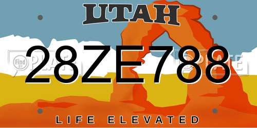 28ZE788 Utah License Plate