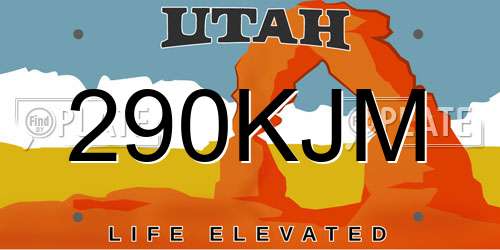 290KJM Utah License Plate