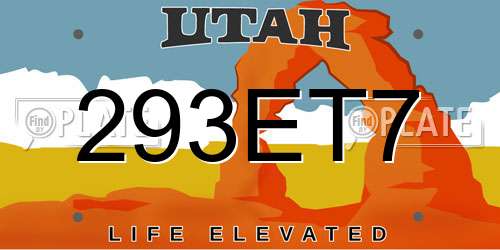 293ET7 Utah License Plate